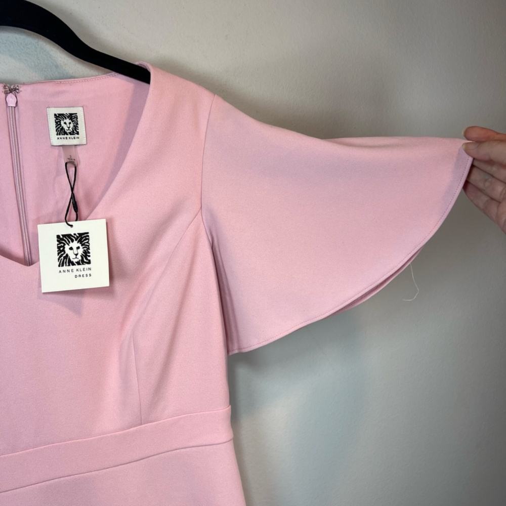 Anne Klein Sheath Dress Tutu Pink Flutter Sleeve Bridal Zip Up Cocktail NEW Sz 2 - Picture 5 of 14